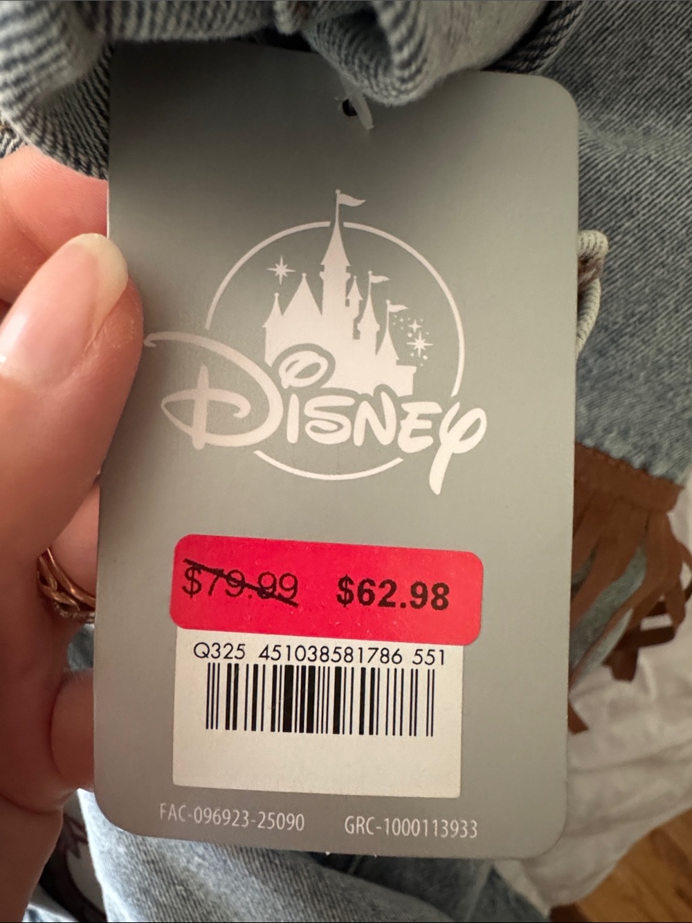 Disney Rare Denim Mickey Mouse Fringe Jean Jacket - Picture 3 of 4